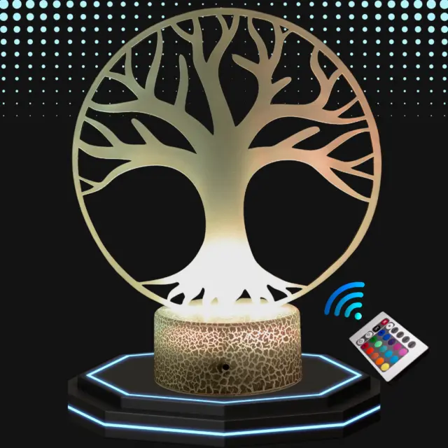 Lampe de chevet 3D LED arbre de vie deco  - Veilleuse changement de couleurs