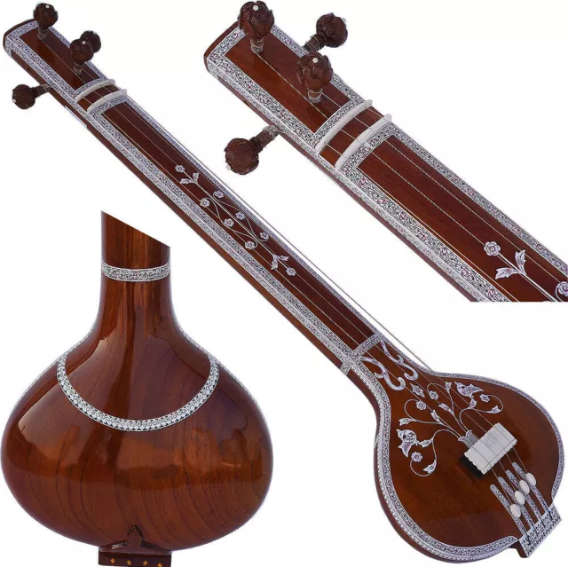 Sitar ~ Ravi Shankar Style ~ Designer Tun Wood ~ Plat ~ Avec Sac À Cig,...