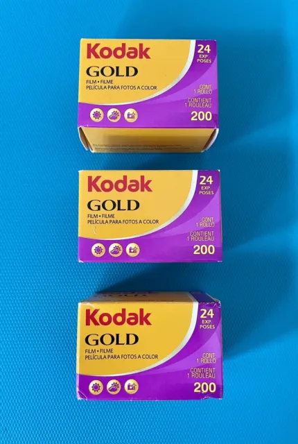 Película negativa fresca X3 Kodak oro 200 color 35 mm 24 exp. Paquete de 3