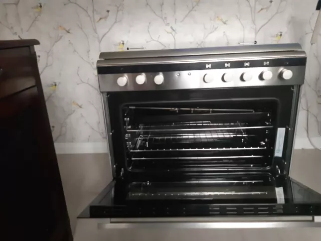 Siemens 90 X 60 Cm 5 Burners Gas Cooker With Cooling Fan, Silver Hg2I1Tq50M.Min