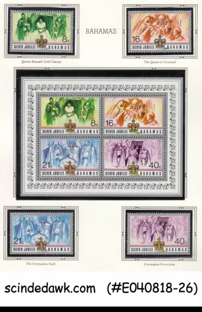 Bahamas - 1977 Silver Jubilee Of Qeii - Set Of 4-Stamps & 1-M/S Mnh