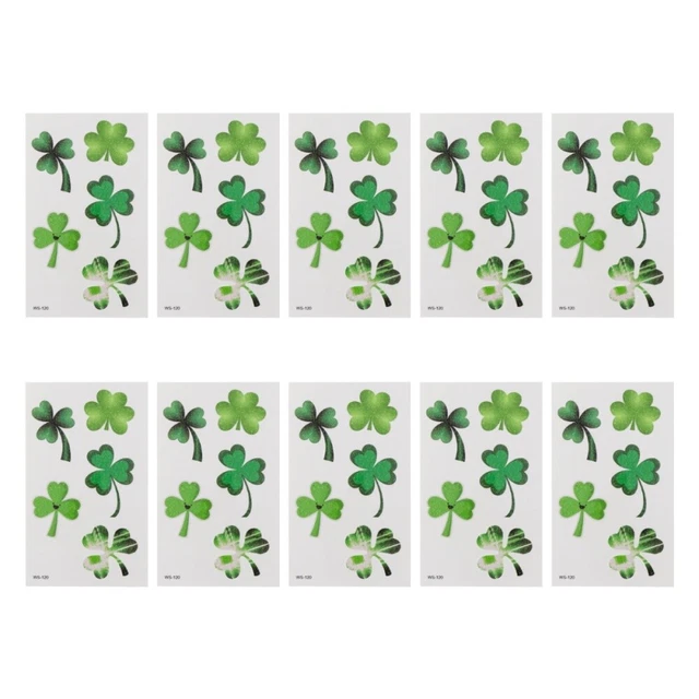 10 Sheets Kind Saint-Patrick-Tätowierung St Patricks Day Partyzubehör
