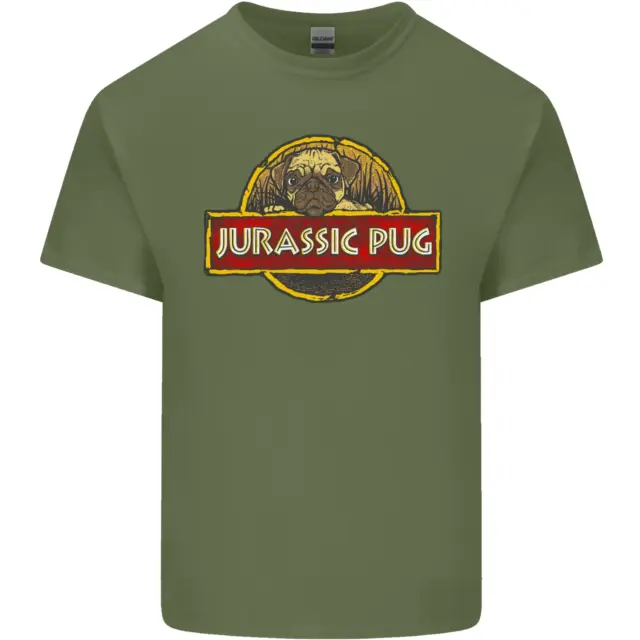 T-shirt top parodia film per cani Jurassic Pug parodia da uomo cotone 8