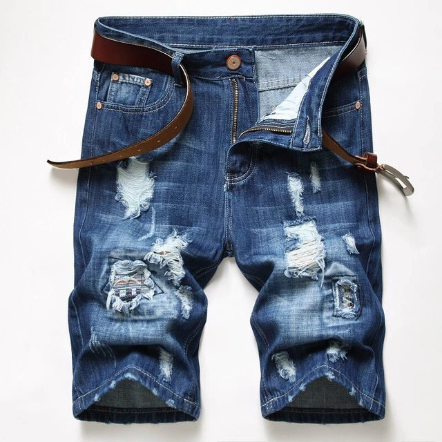 New Men's Slim Fit Shorts Casual Shorts Stretch Pants Shorts Denim Ripped Jeans