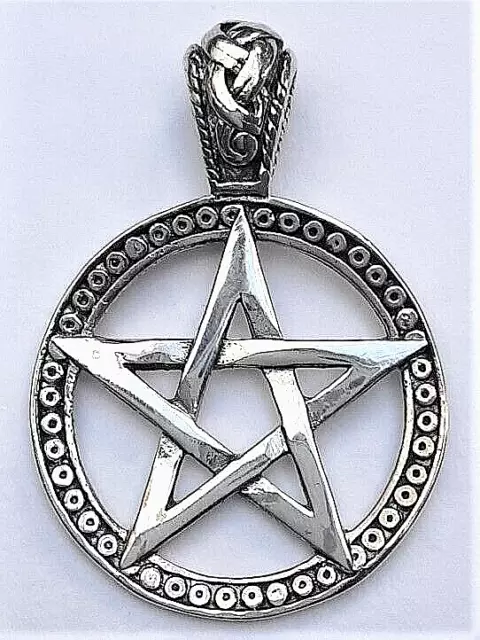 Pentagramm echt 925 Silber Schutz Amulett 30 mm Talisman gothic WGT