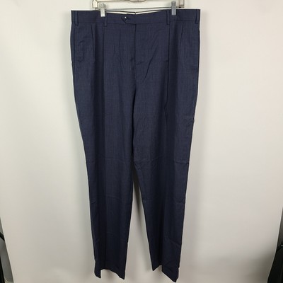 J Hilburn Dress Pants Mens 38x35 Pleated Cuffed Navy Blue Slacks