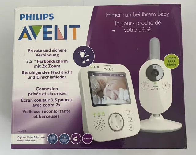 Philips AVENT SCD843/26 Video-Babyphone, Farbdisplay,Gegensprechfunktion weiß -