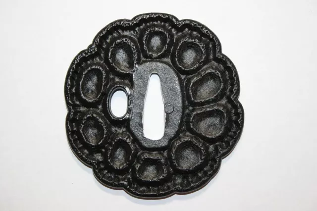 Flower Shaped Iron Tsuba Sword Katana Vintage Antique Japanese EDO Art JAPAN