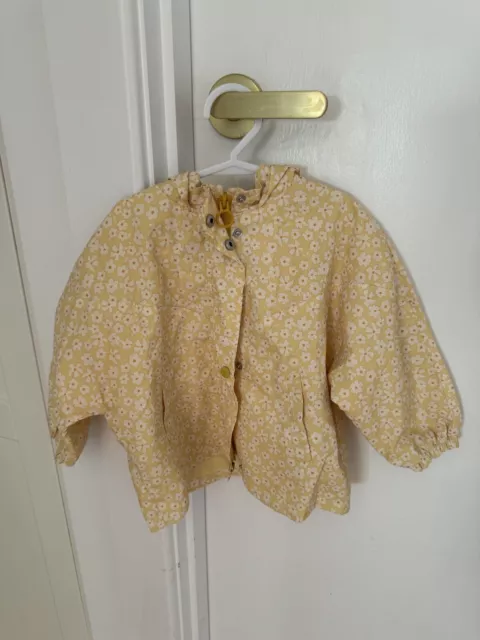 Zara Girls 18-24 Months Yellow Flower Hooded Windbreaker Jacket BNWOT