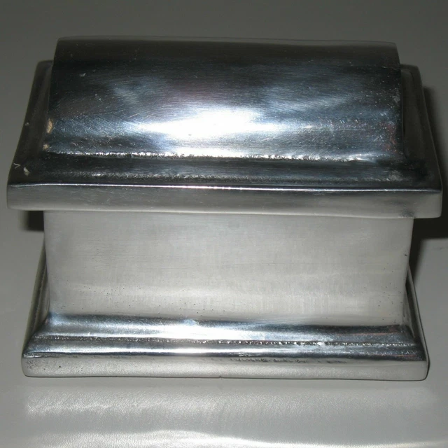 Mexican Metal Jewelry Trinket Box Trunk Small 4.75"