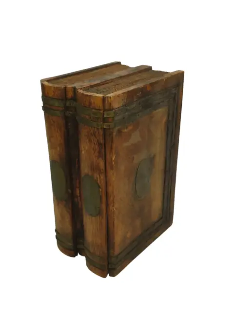 OLD SCATOLA Cassettone forma di Libro antico ANTIQUE VINTAGE in legno Cassetti