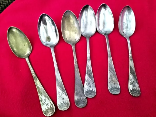 Antique SHEFFIELD PLT. CO  set of 6 Silverplate Flatware Teaspoons