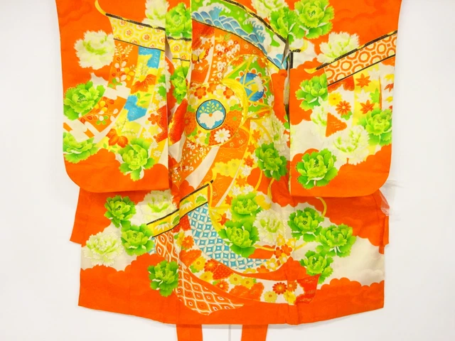 6788762: Japanese Kimono / Antique Kimono / Embroidery / Drum With Screen & Flow