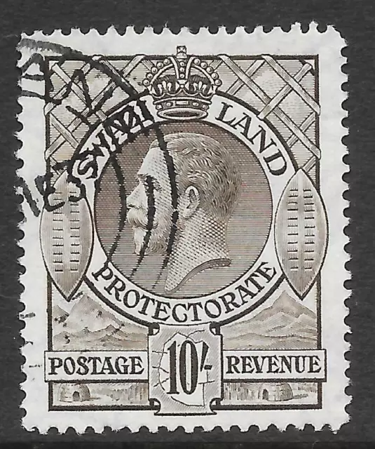 Swaziland 1933 10/- Sepia SG 20 (Fine Used)