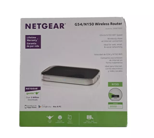 Netgear G54/N150 150 Mbps 4-Port 10/100 Wireless N Router New Sealed