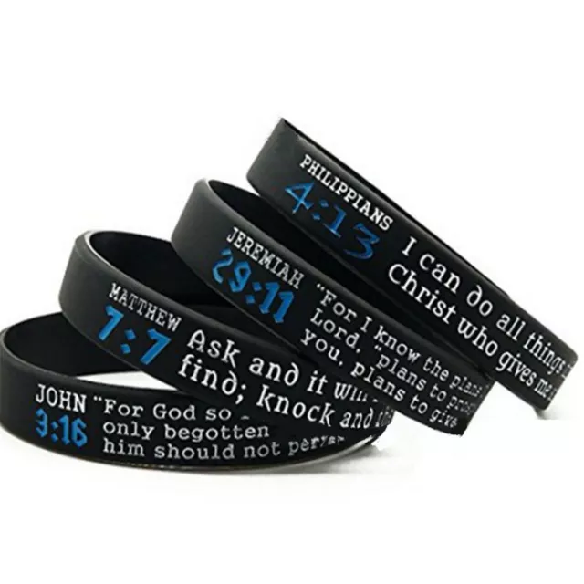 4Pcs Bible Verse Wristbands Christian Bracelet Band Bangles 29:11/3:16/4:13