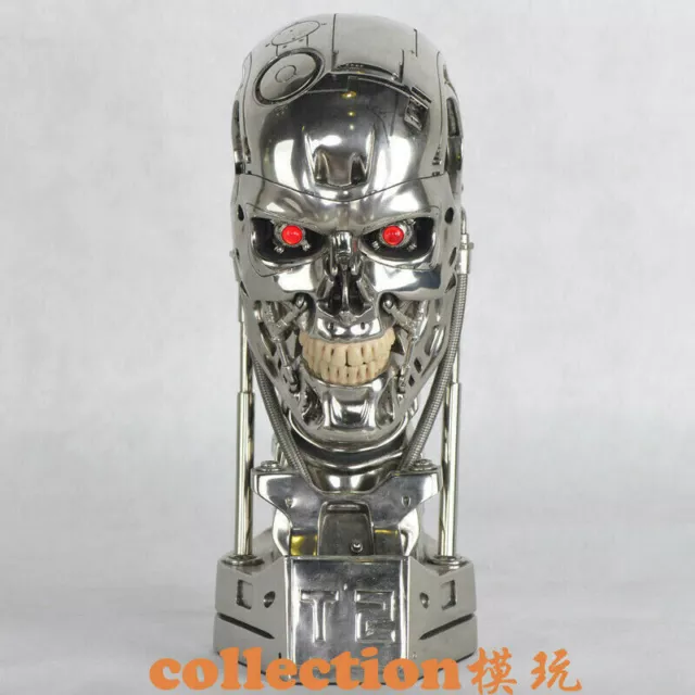 T2 T800 Endoskeleton Skull Resin Statue Life Size Bust LED Eyes Model Statue 2