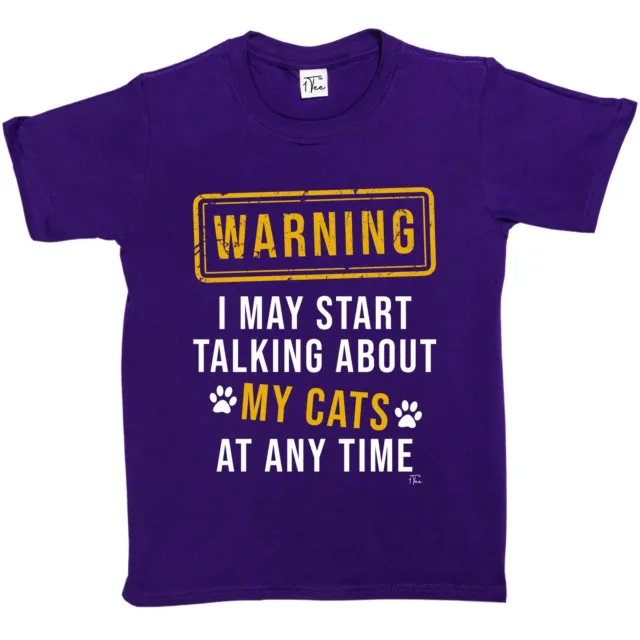 T-shirt Kids Girls Warning: I May Start Talking About My Cat
