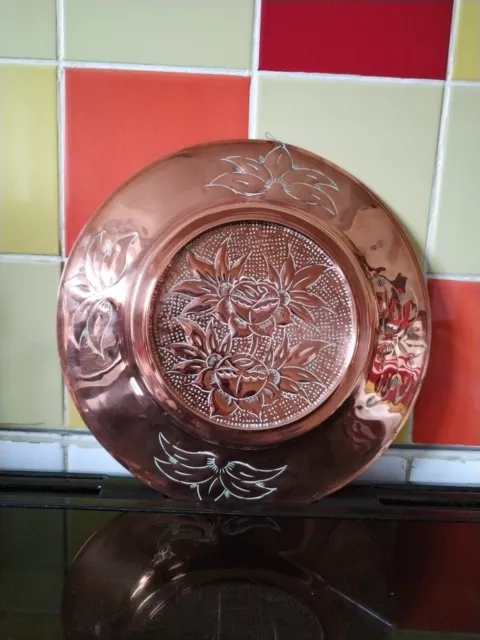 arts crafts copper wall display plate 29cm