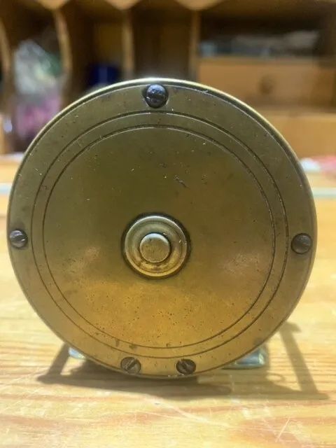 Vintage Small Brass Fishing Reel - Good Condition