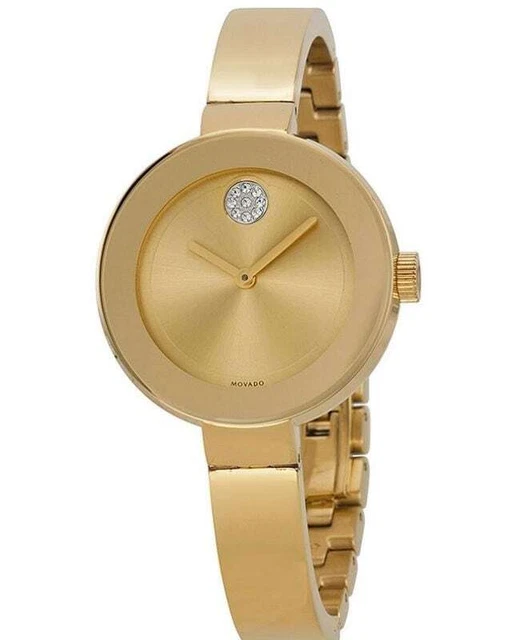 Nuovo Orologio da donna Movado Audace Colore Oro Giallo Cristallo Bracciale 3600201
