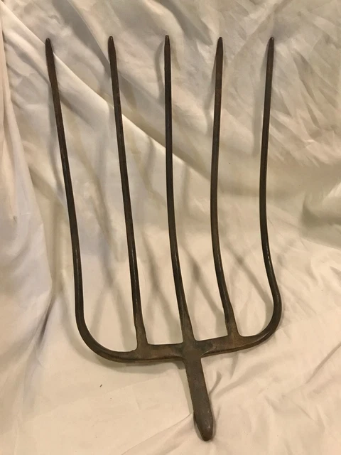 Antique Austria 5-Tine Forged Cast Iron #16 Pitchfork Head - Use or Rustic Decor