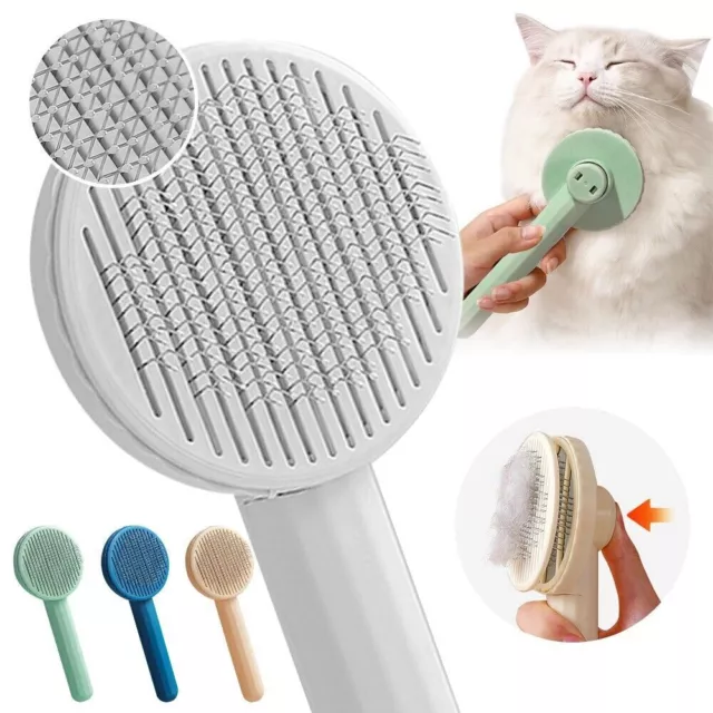 Pet Dog Cat Brush Grooming Hair Removal Button Self Cleaning Shedding Hair Comb