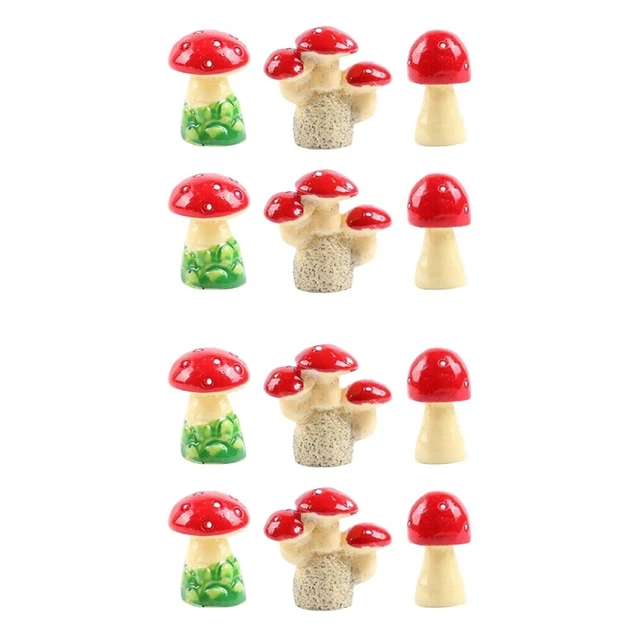 12 stücke 3 Arten Miniatur Rot Harz Pilz Ornament Künstliche Micro Landschaft