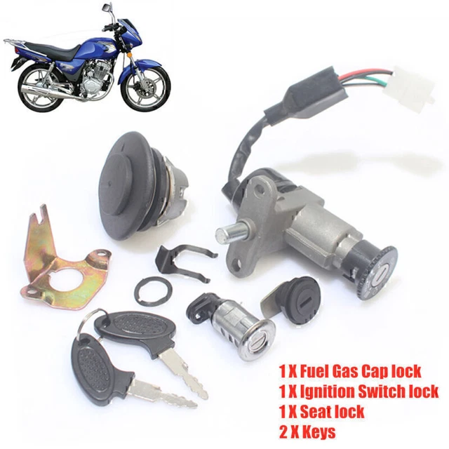 Universal Modified Motorcycle Fuel Gas Cap Ignition Switch Key Seat Lock Set US