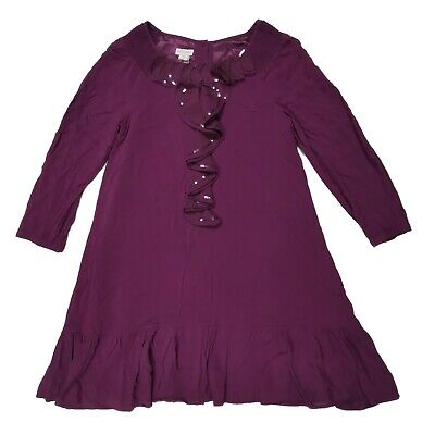 Girls Monsoon Long Sleeve Purple Dress Age 9-10 Yrs VGC
