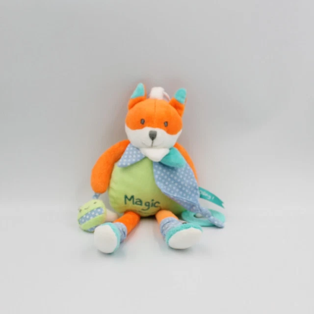 Doudou et compagnie pantin eveil renard orange vert bleu Magic - 26808