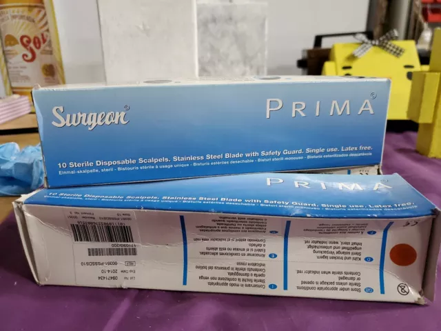 Surgeon PRIMA Sterile Disposable Scalpels SS BLADE W/ SAFETY GUARD 3 BOXES OF 10