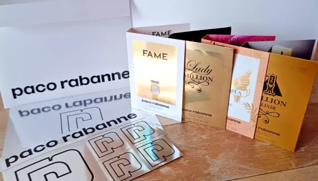 Paco Rabanne Olympea Solar /1 Million Elixir/Fame + Paco Rabanne Karte&Aufkleber