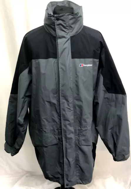BERGHAUS GORE-TEX WATERPROOF Lined Jacket Raincoat Concealed Hood Grey ...