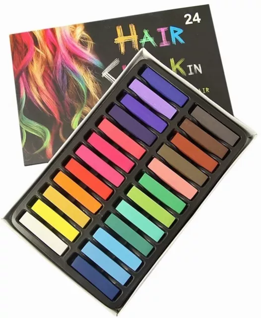 ❤ 24 Haarkreide Temporär Haarfärbemittel Farbe Weiche Pastell Salon Set ❤