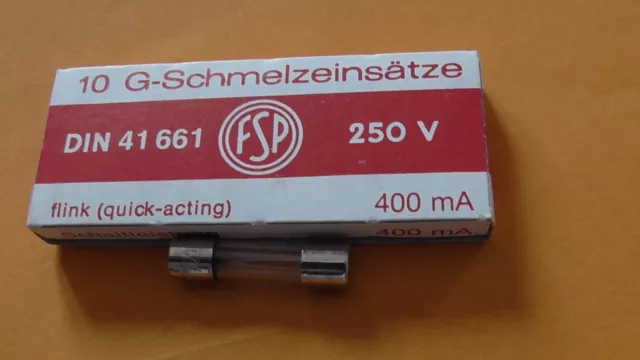 10 FUSIBLES en VERRE  5x20 400mA Rapide 250V   FSP  FUSIBLE