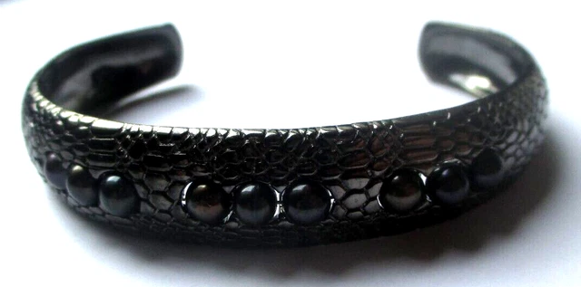 Bracelet Vintage Bronze émaillé Signé ST LUC - Années 60-70, Style Moderniste, Occasion Porté