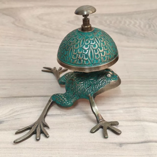 Antique Style Brass Desk Bell Frog Designer Collectible Table Decorative Gift