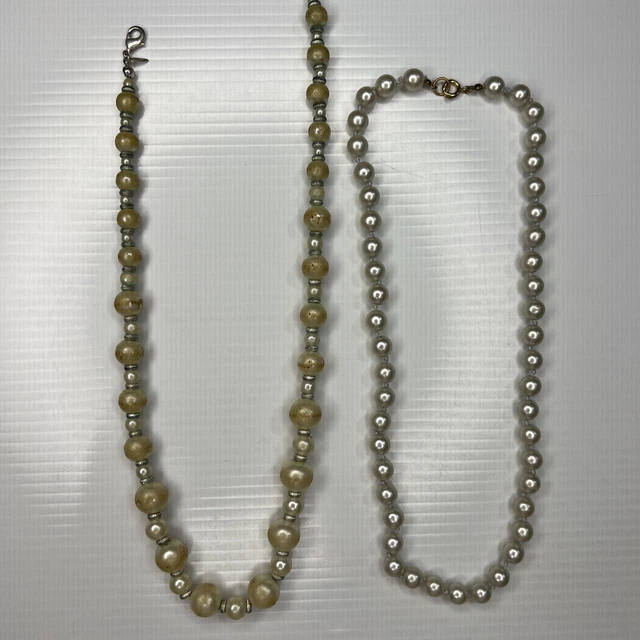 Faux Pearl Bib Necklace Set For Women - 5 Strand Multi-Layer Necklace, Bracelet & Earrings, 1920s Costume Jewelry, Created Pearls Up To 30mm - View #11