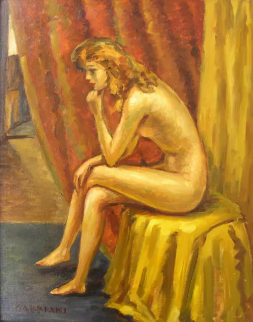 Giacomo GABBIANI (Milano 1900–Salice Terme 1989) Nudo seduto pensoso OLIO 50x40