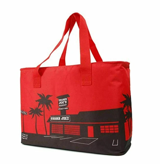 TRADER JOE’S RED TOTE Insulated Reusable Eco Freezer Shopping Bag 8 Gal