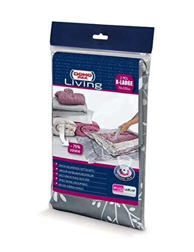 Domopak Living 8001410070661 Set 2 Étuis Sous Vide Extra Large, Plastique, Trans