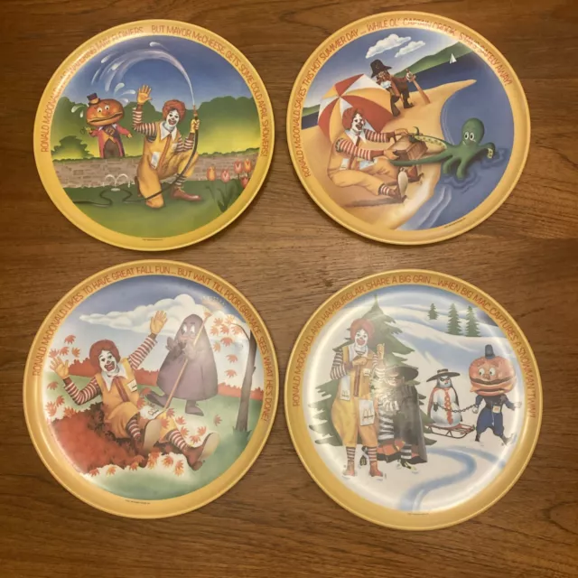 Vintage 1977 McDonalds Set of 4 Four Seasons Lexington Plates Lot 10" Ronald