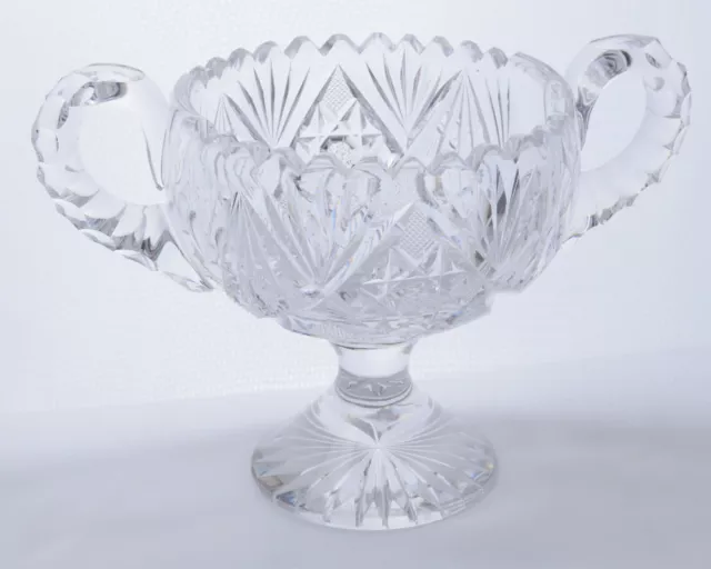 Atq 'American Brilliant Period' Cut Crystal Double Handled 5 1/2" Footed Bowl