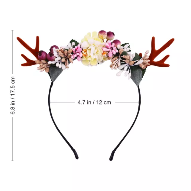 1 Pc Weihnachten Party Kostüm Kopfstück Deer Geweih Stirnband mit Blumen 3