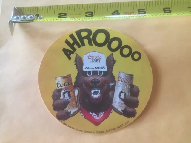 Vintage 1985 COORS LIGHT BEER WOLF STICKER *NEW* 4" Across *AHROOOO