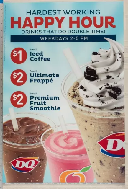 Dairy Queen Poster Backlit Plastic Happy Hour Smoothie Iced Coffee 17x25 dq2