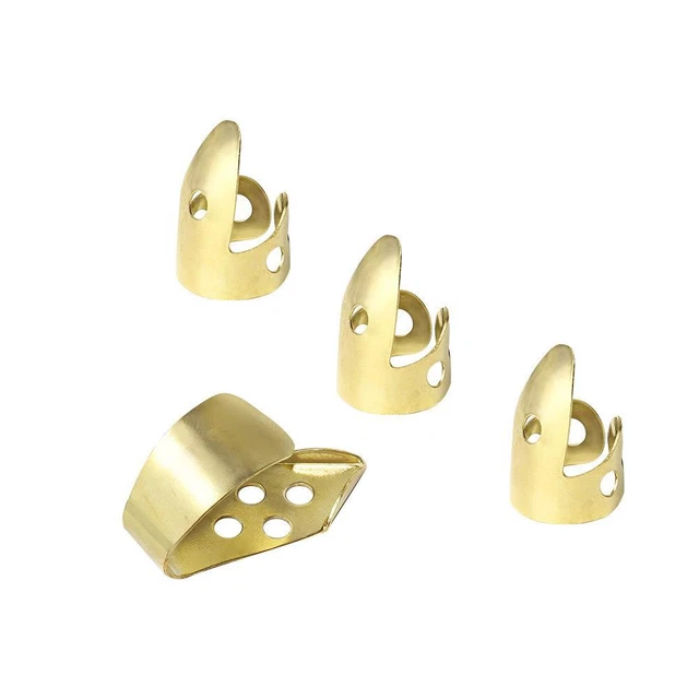 Adjustable 3 Finger Picks + 1 Thumb Pick Acoustic Guitar Banjo Pick (Gold)