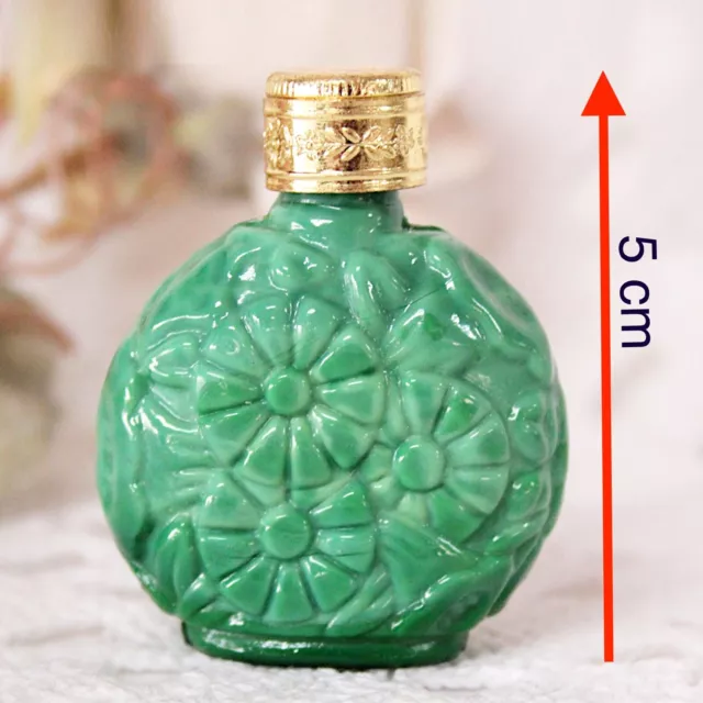 Boccetta porta profumo vintage in vetro verde per signora da borsetta collezione