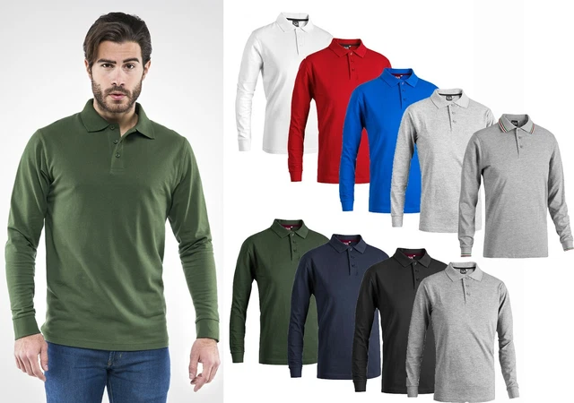 Polo manica lunga Uomo 100% Cotone Piquet  Casual Lavoro MYDAY Taglie Forti SC